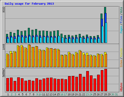 Daily usage for February 2013