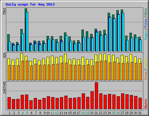 Daily usage for May 2013