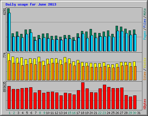 Daily usage for June 2013