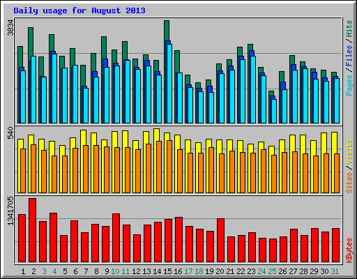 Daily usage for August 2013