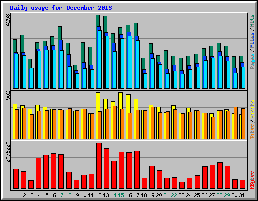 Daily usage for December 2013
