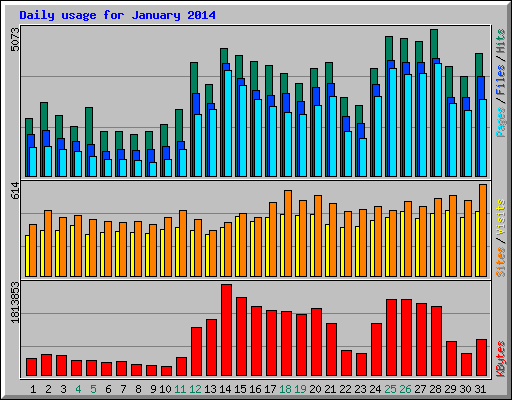 Daily usage for January 2014