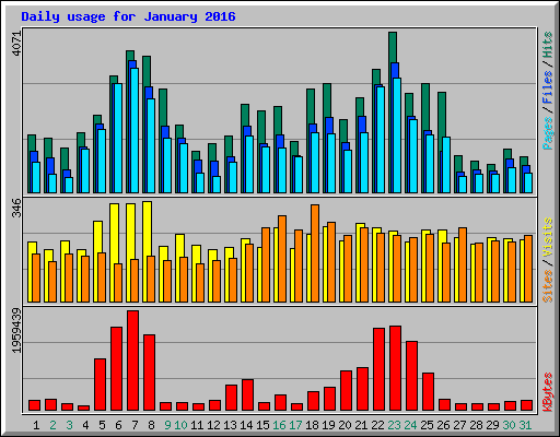 Daily usage for January 2016