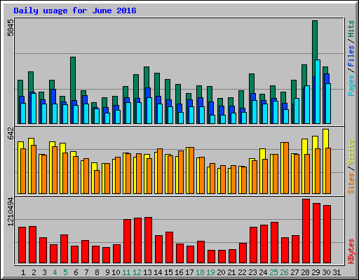 Daily usage for June 2016