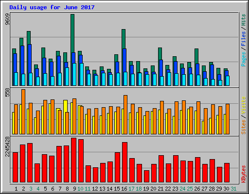 Daily usage for June 2017