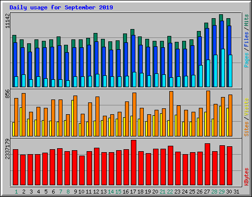 Daily usage for September 2019