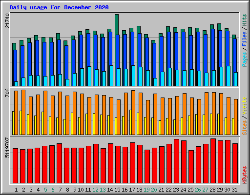 Daily usage for December 2020