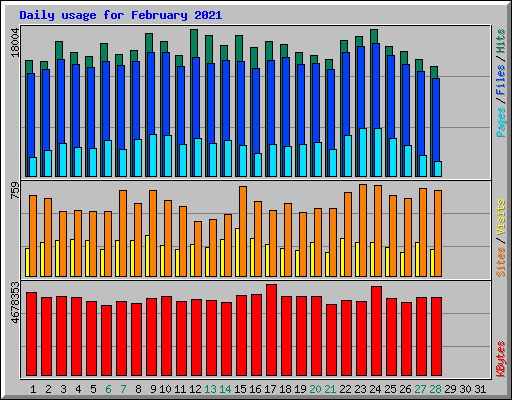 Daily usage for February 2021