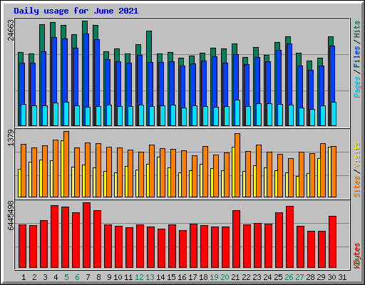 Daily usage for June 2021
