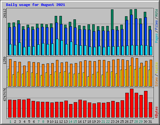 Daily usage for August 2021