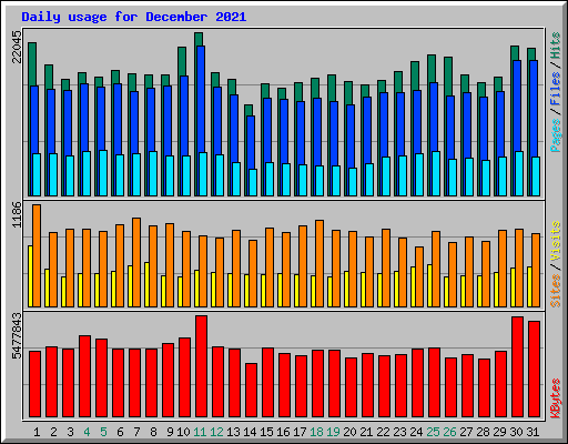 Daily usage for December 2021