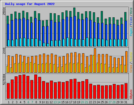 Daily usage for August 2022