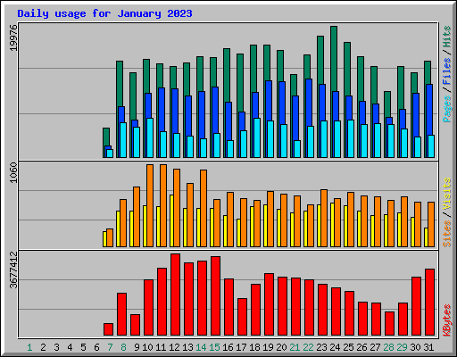 Daily usage for January 2023