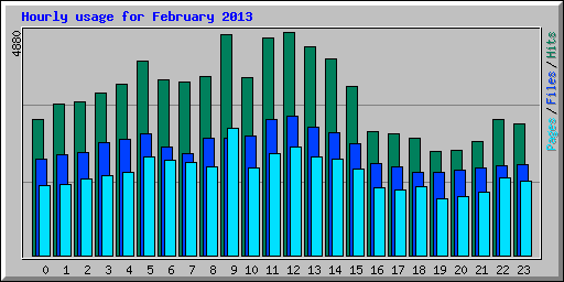 Hourly usage for February 2013