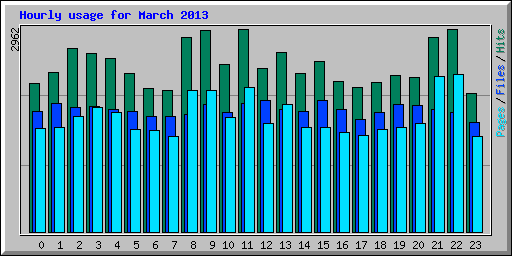 Hourly usage for March 2013