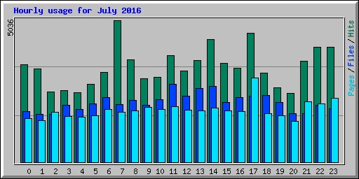 Hourly usage for July 2016