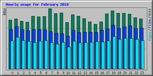 Hourly usage for February 2019